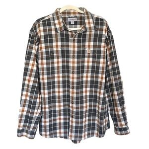 CARHARTT Hubbard Original Fit Plaid Flannel Shirt Heavy Work Wear Casual Size XL